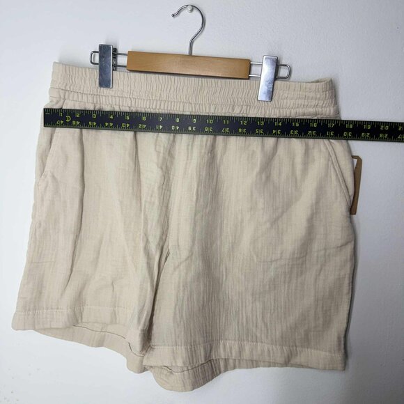 FarWest Women's Short Woven Cotton Cream Medium - Picture 3 of 9